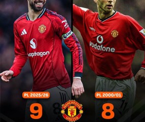 leyu团队-9次助攻，B费打破吉格斯的曼联球员单赛季英超客场助攻纪录